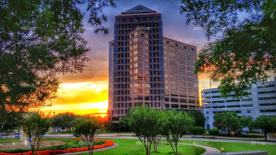 Sunset view of building