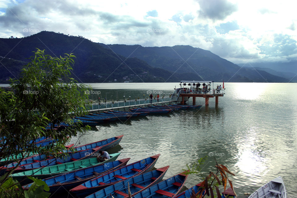 boats viewpoint  fewa lake phokara nepal