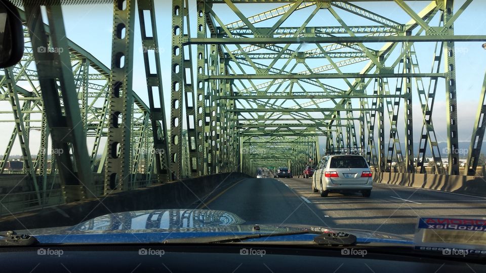 green metal bridge