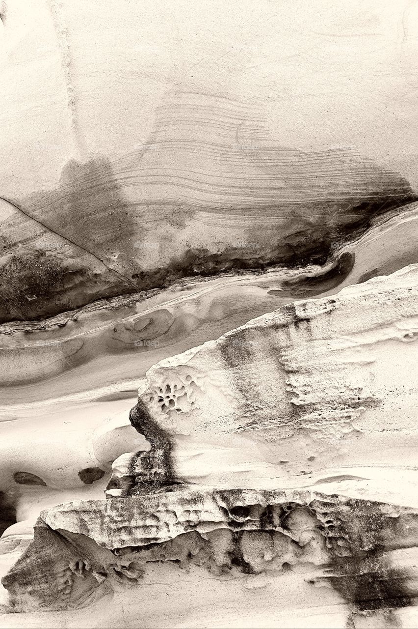 Sandstone Texture in Black and White, Sydney, Australia