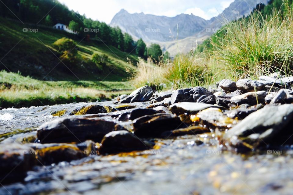 Macro pebbles lake Switzerland 