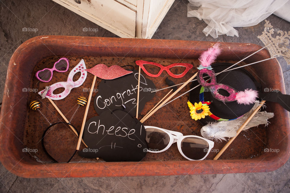 Photo booth at a wedding . Wedding photo booth props 