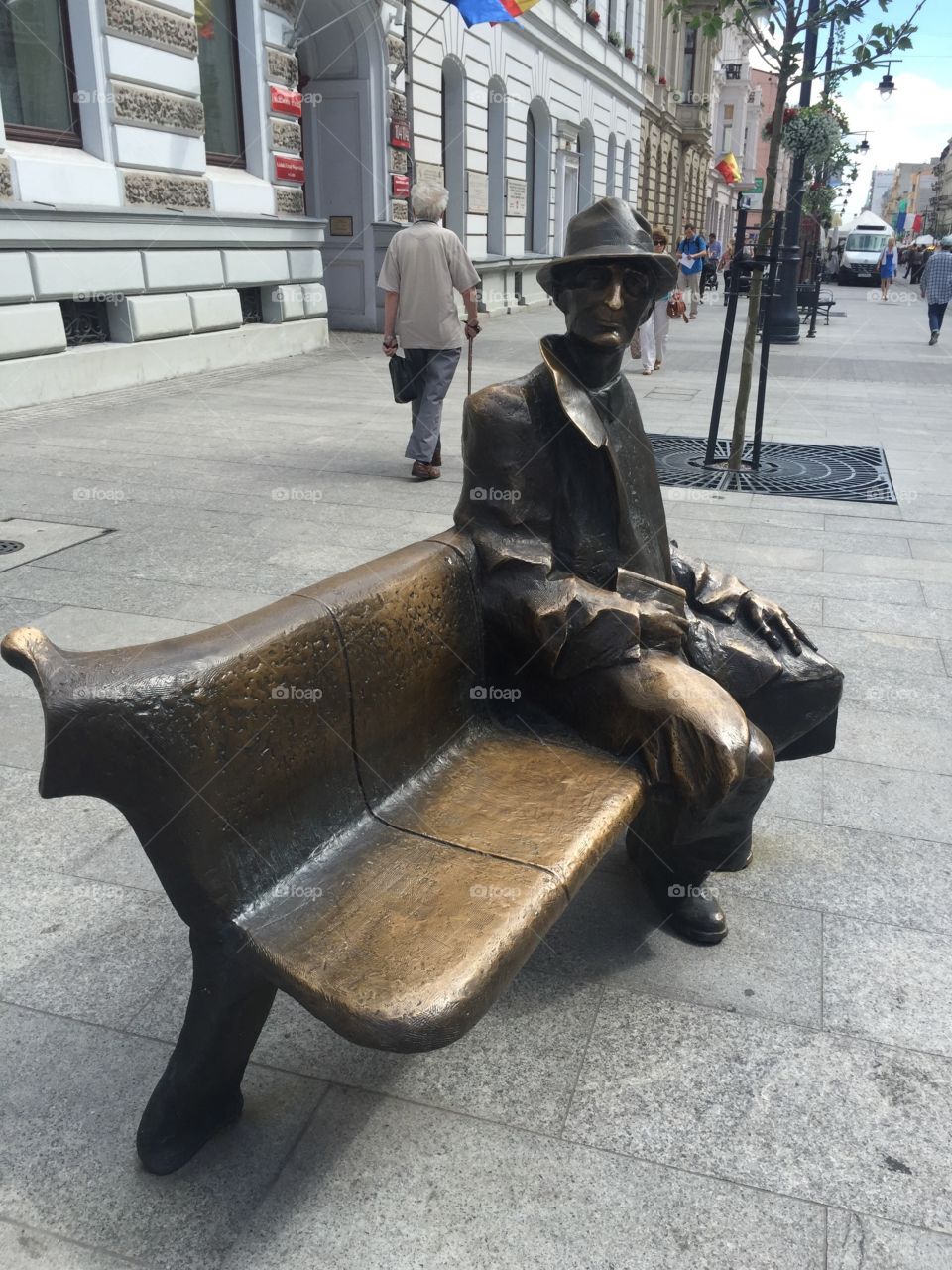 A statue of a poet in Lodz