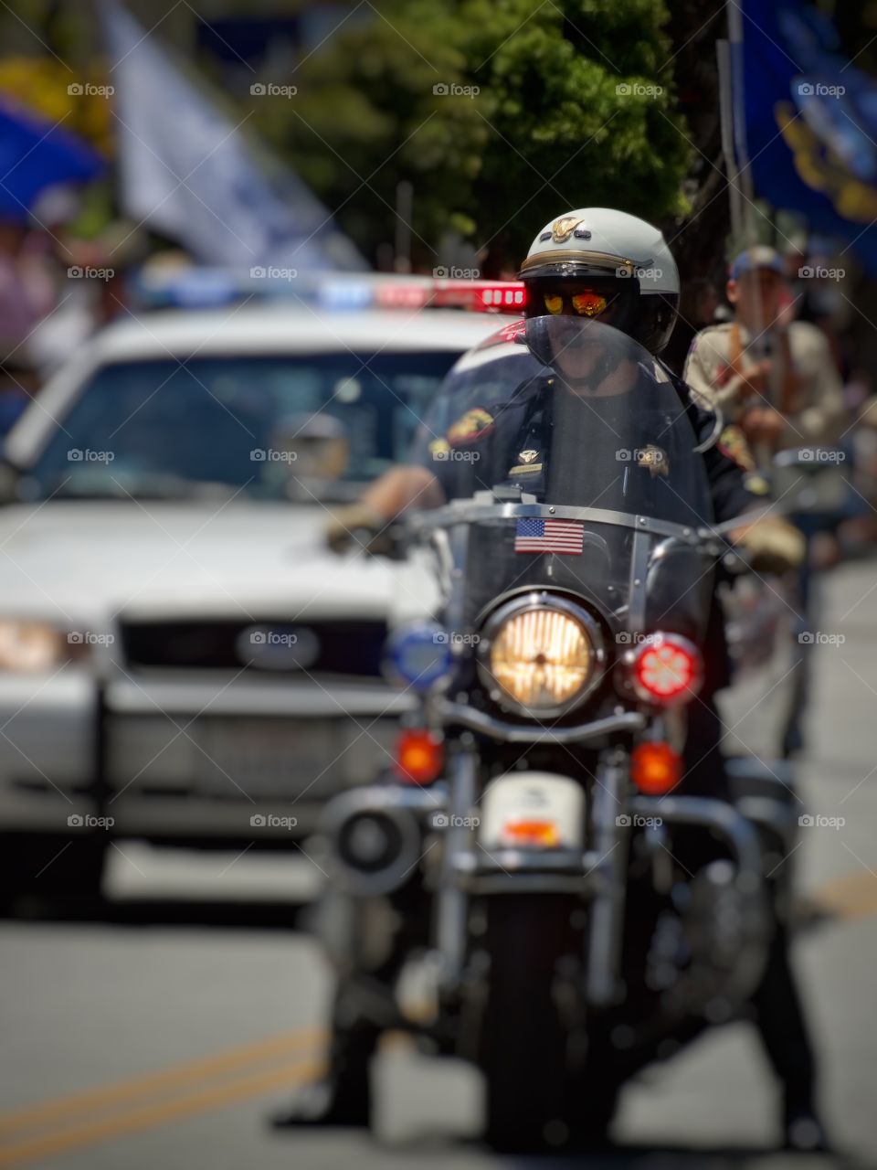 Motorcycle Police. American Police Officer On A Motorcycle
