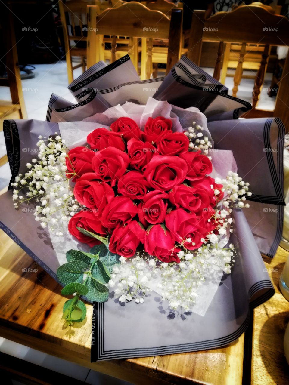 a beautiful red rose bouquet