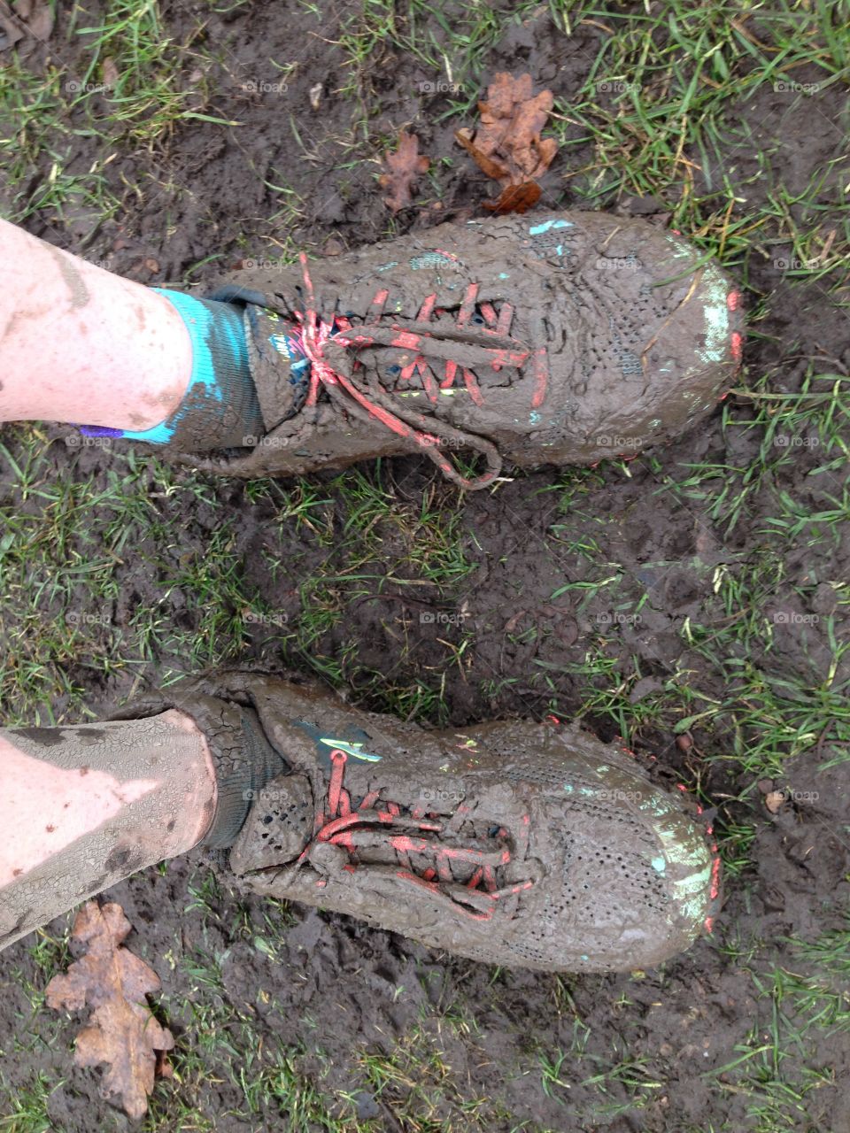 Muddy feet after cross country race