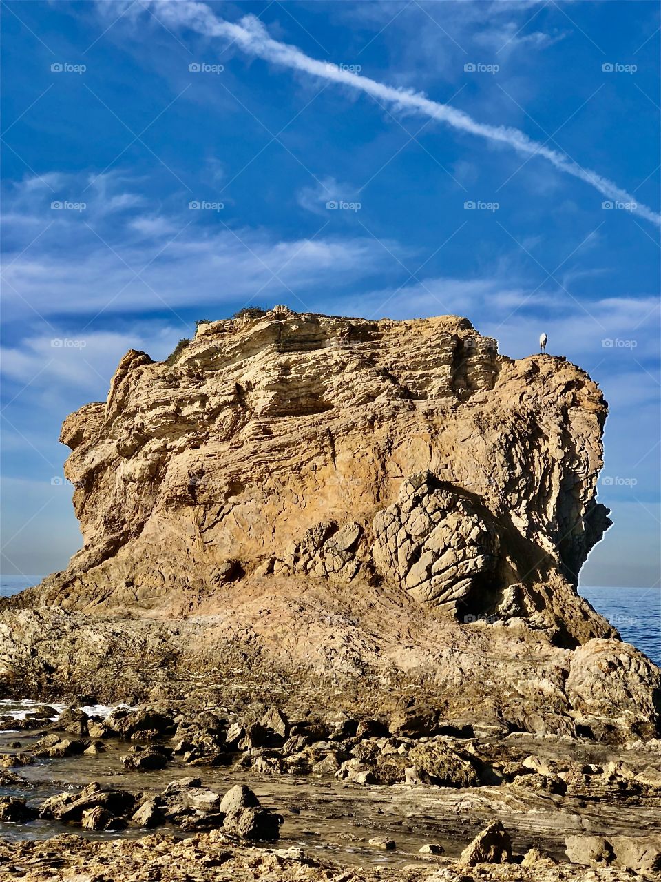 Foap Mission Vertical Captures! Stunning Coastal Seascape Rock Formation With  Brilliant Blue Skies And Clouds!
