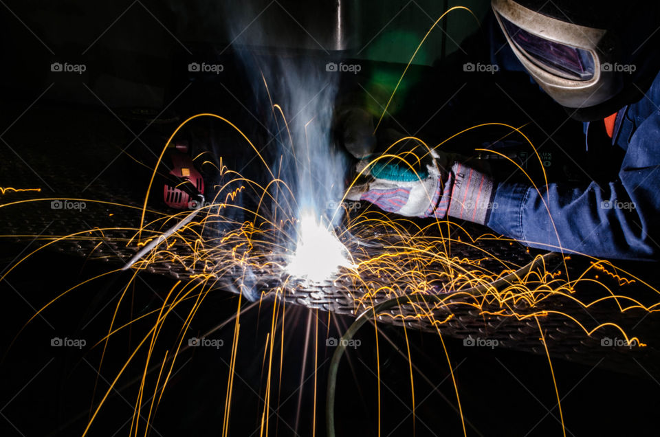 View of person with welding