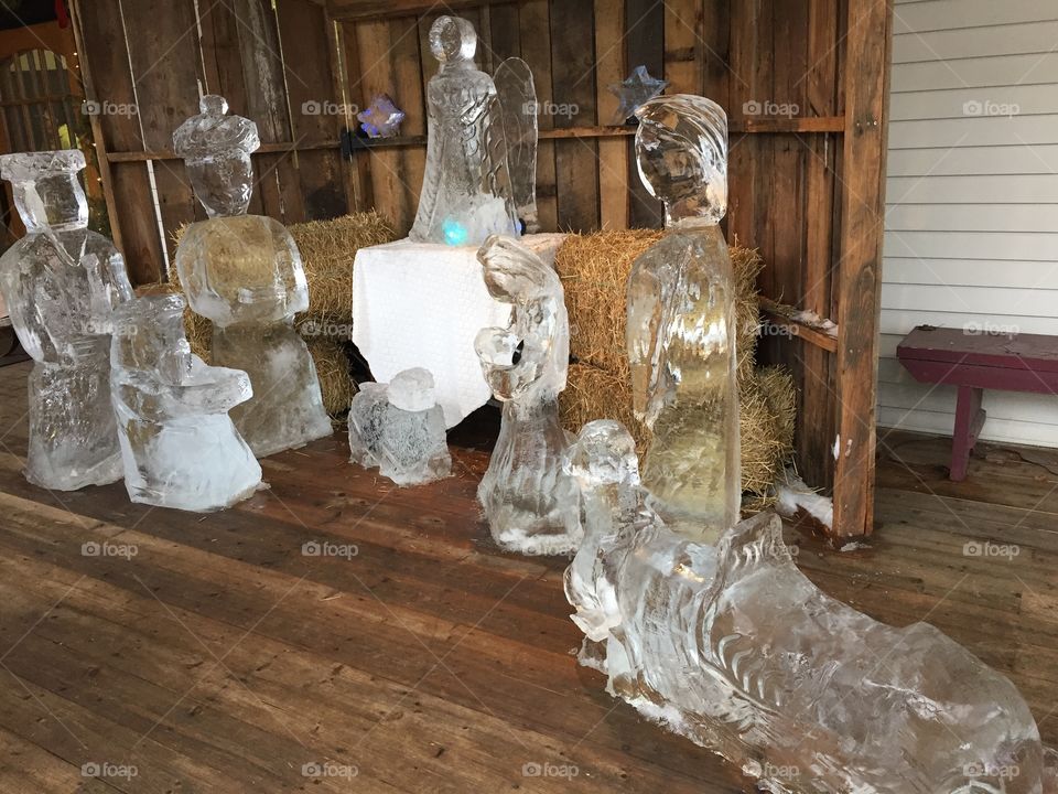 Nativity ice carvings