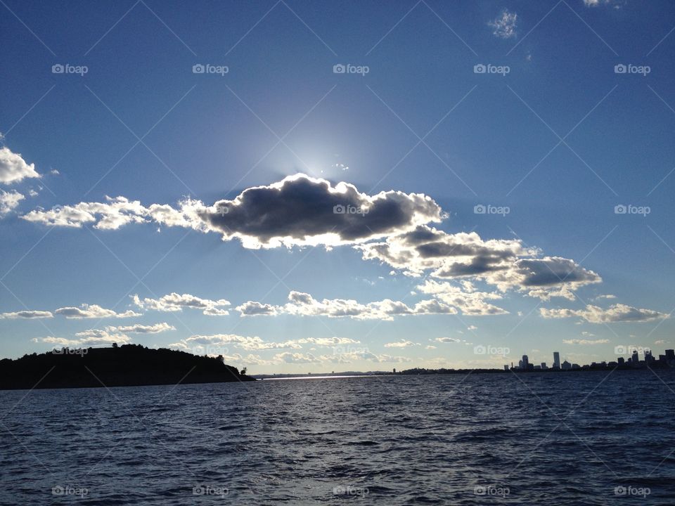 Sky and Boston harbor