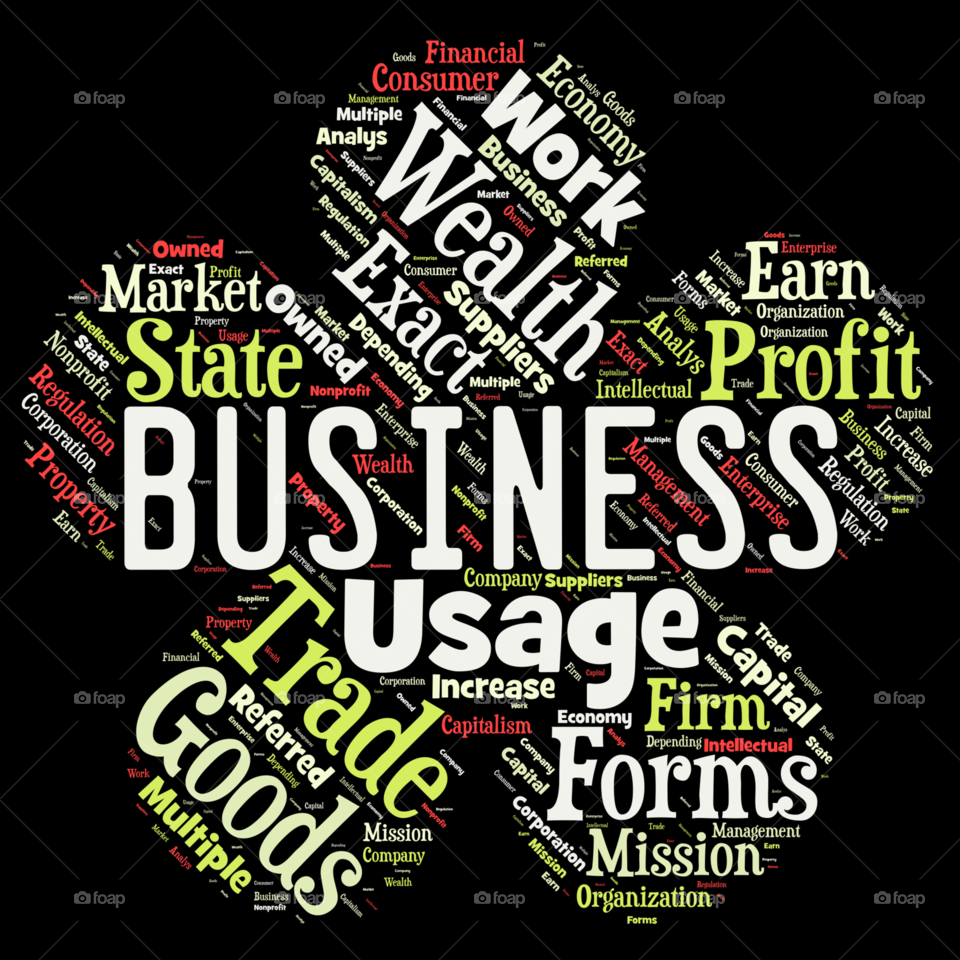 Word cloud of the business as background