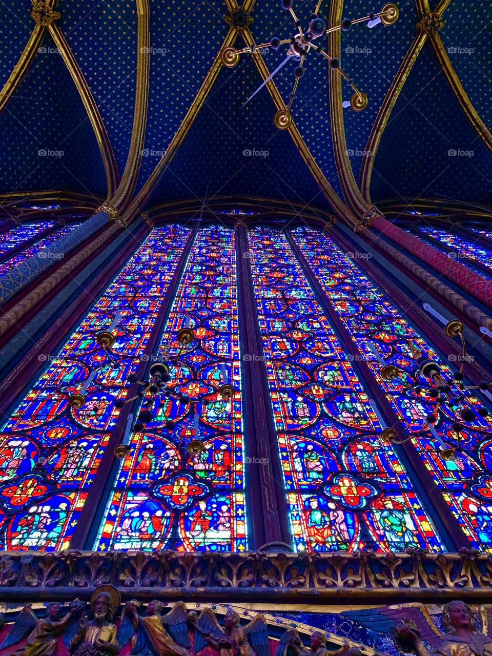 Stained glass windows in Sainte-Chapelle, Paris , France