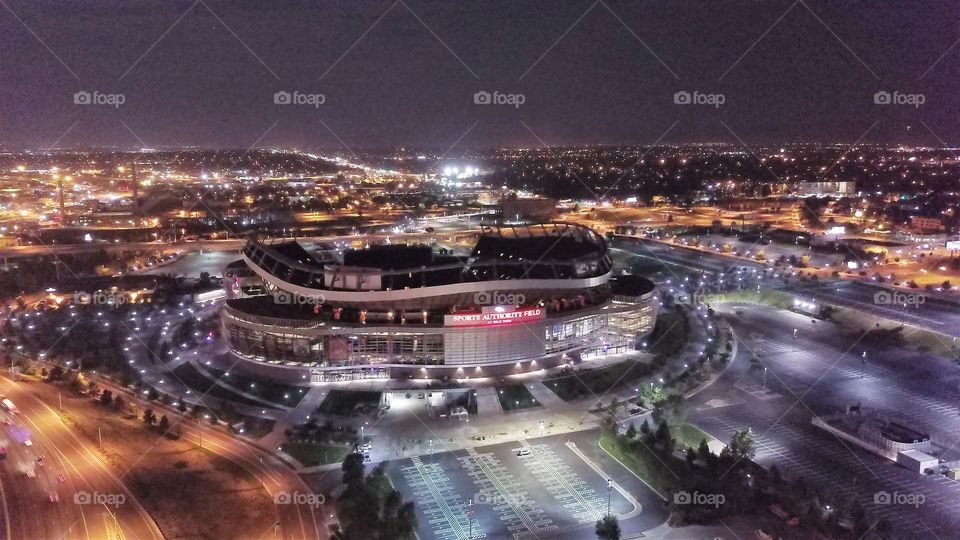 mile high stadium at night