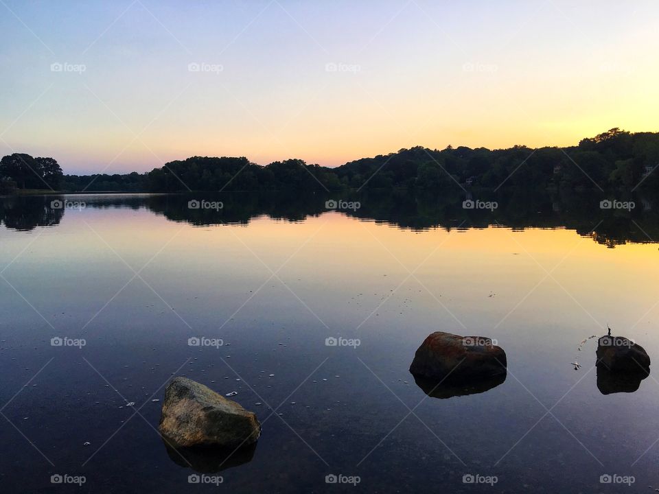 Lake against clear sky