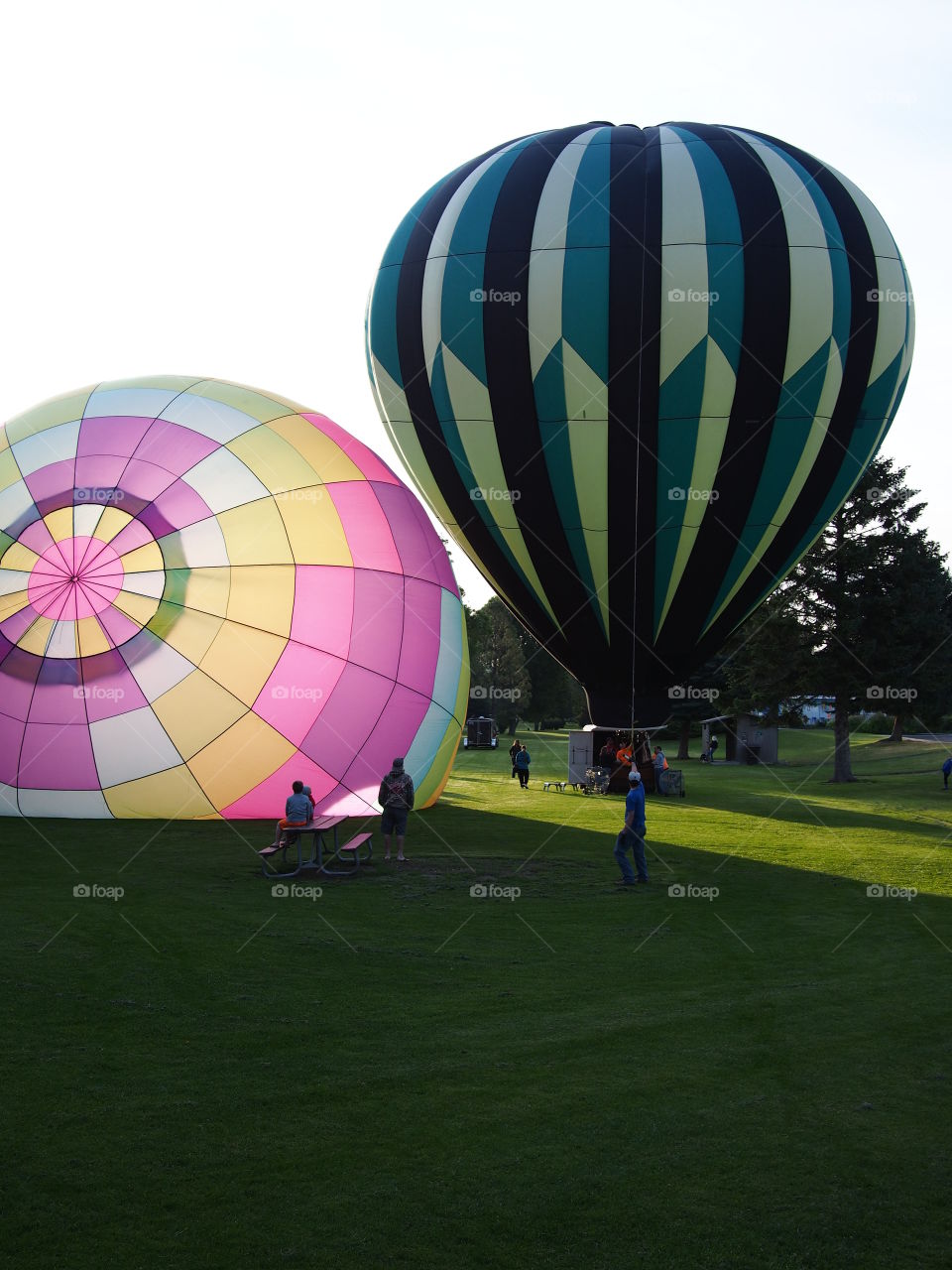 Colorful hot-air-balloons at a summer festival in Prineville in Central Oregon on a summer morning 
