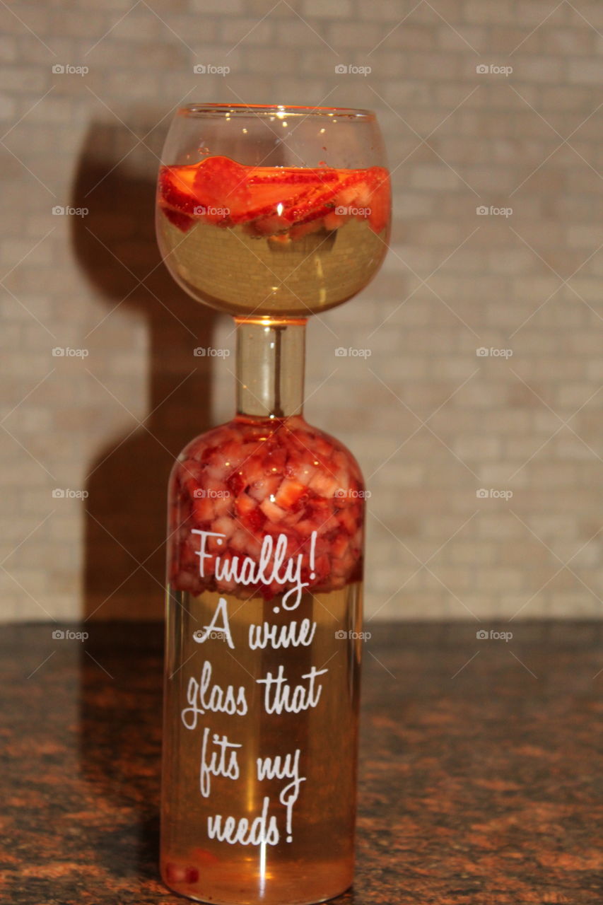 Glass of champagne and strawberries 