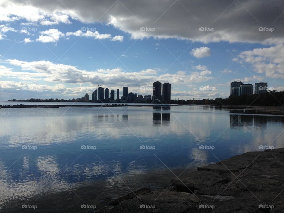Skyline with water view 

