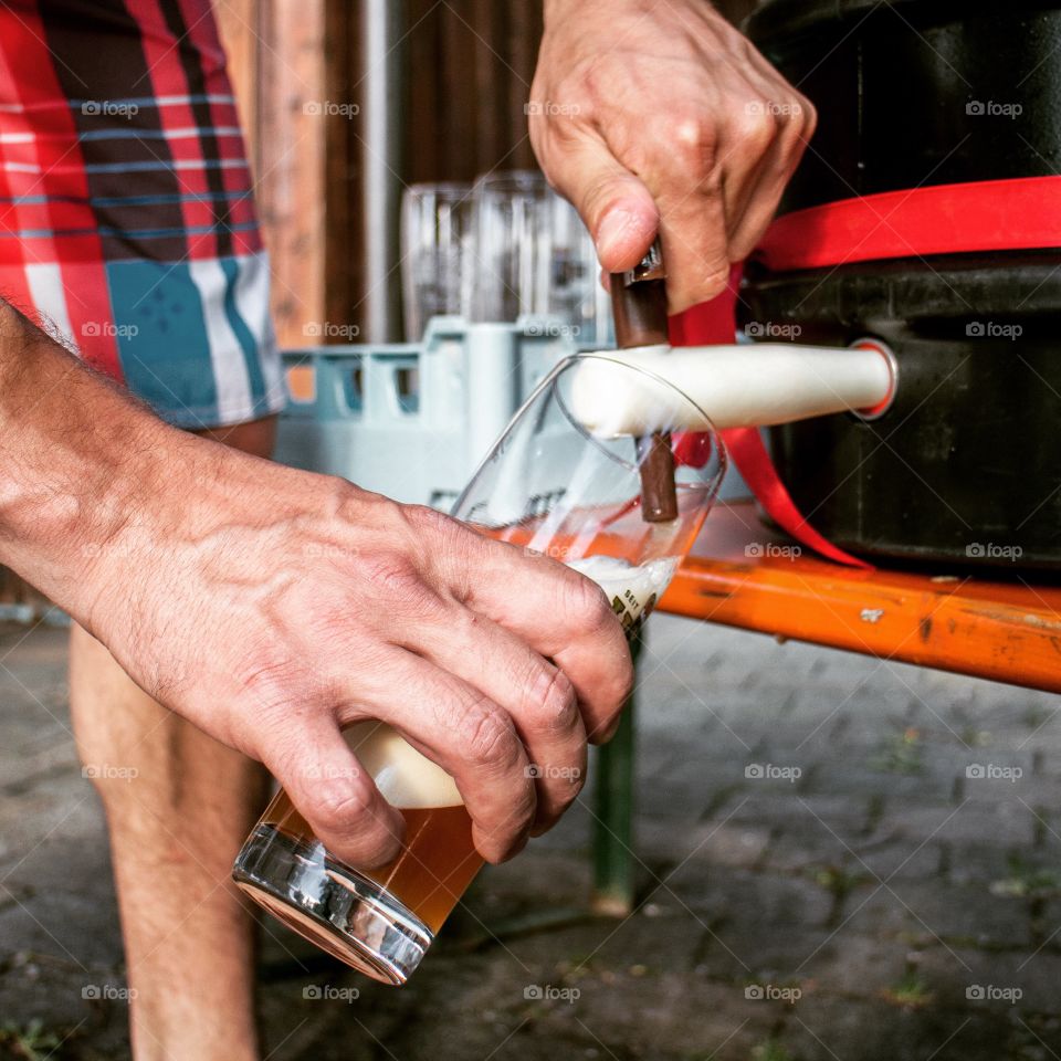 Pouring a glass of beer