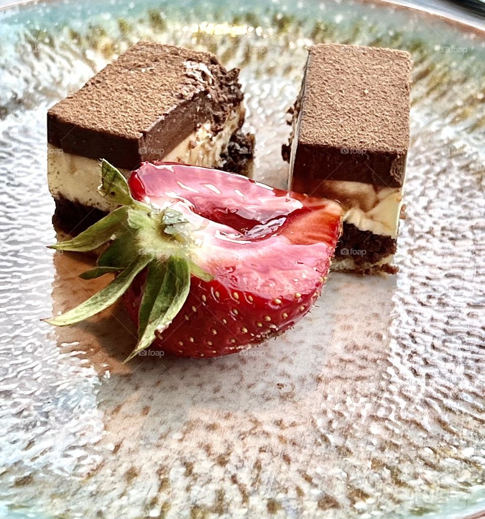 Delicious dessert with strawberries