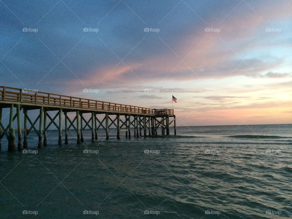 American Flag on pier in Redington Beach, FL