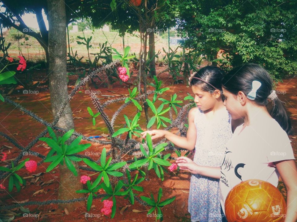 crianças com flores children flowers