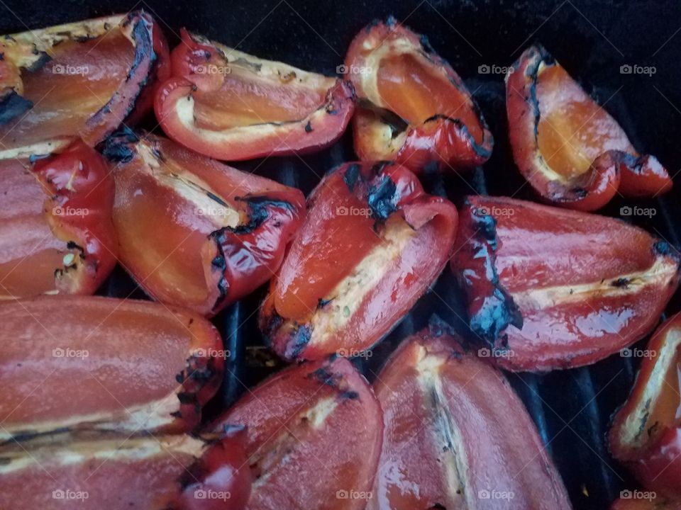 grilled sweet red peppers