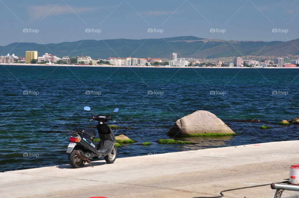 motocycle at the seaside