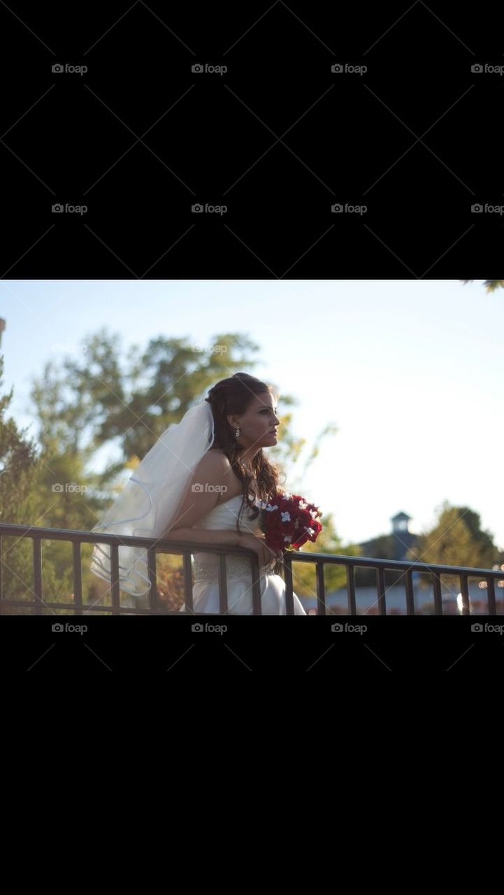 Bride looking into the distance