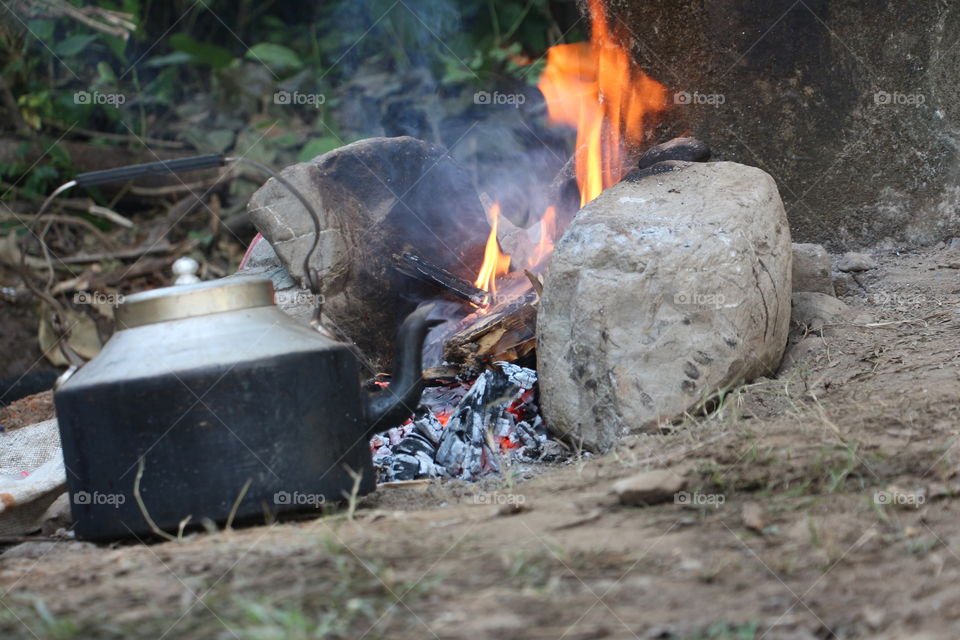 Preparing tea in jungle