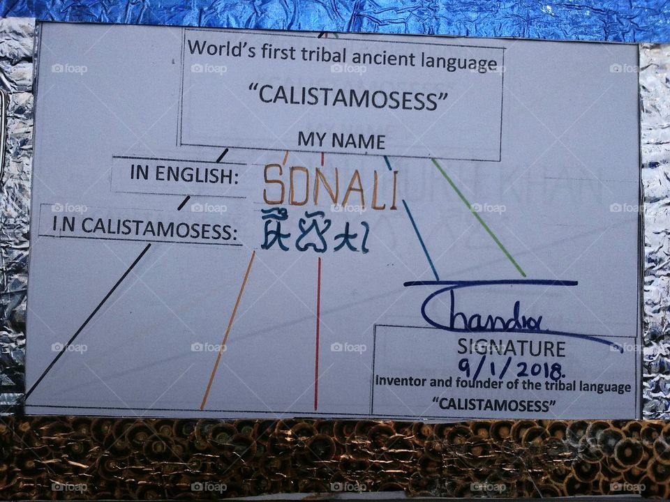 the great name SONALI written in the CALISTAMOSESS.