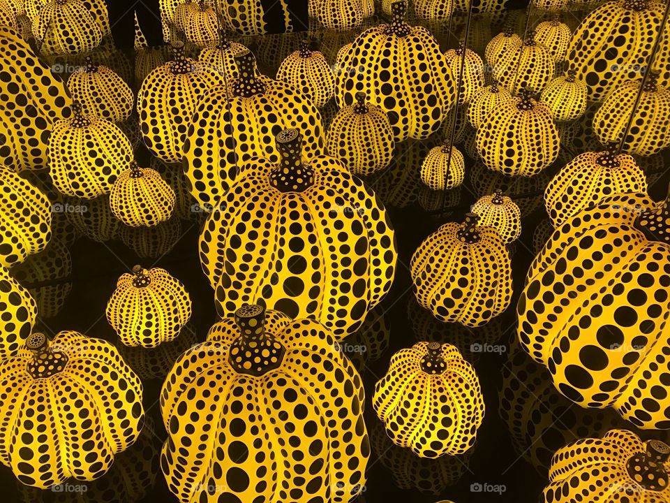 Pumpkin lights at Kusama exhibit