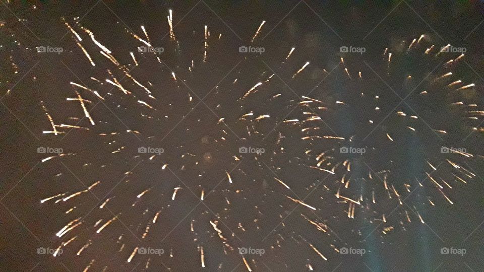 Typical fireworks on New year's celebration.