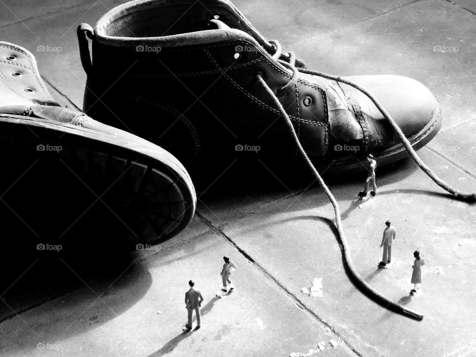 From the world of liliput, giant shoes