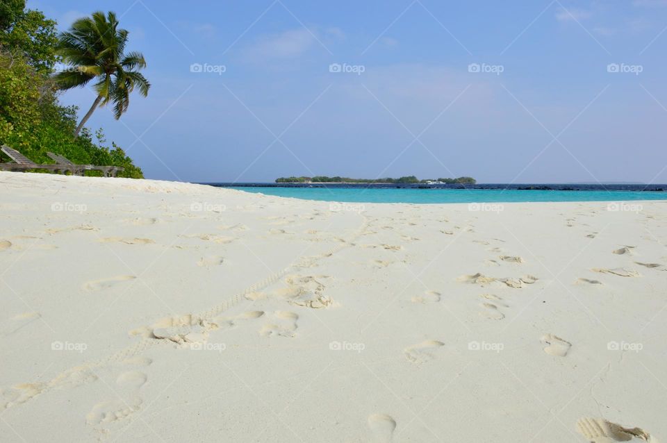 Maldives white beach close up