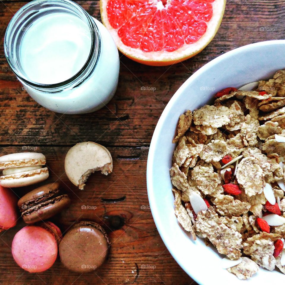 High angle view of healthy breakfast