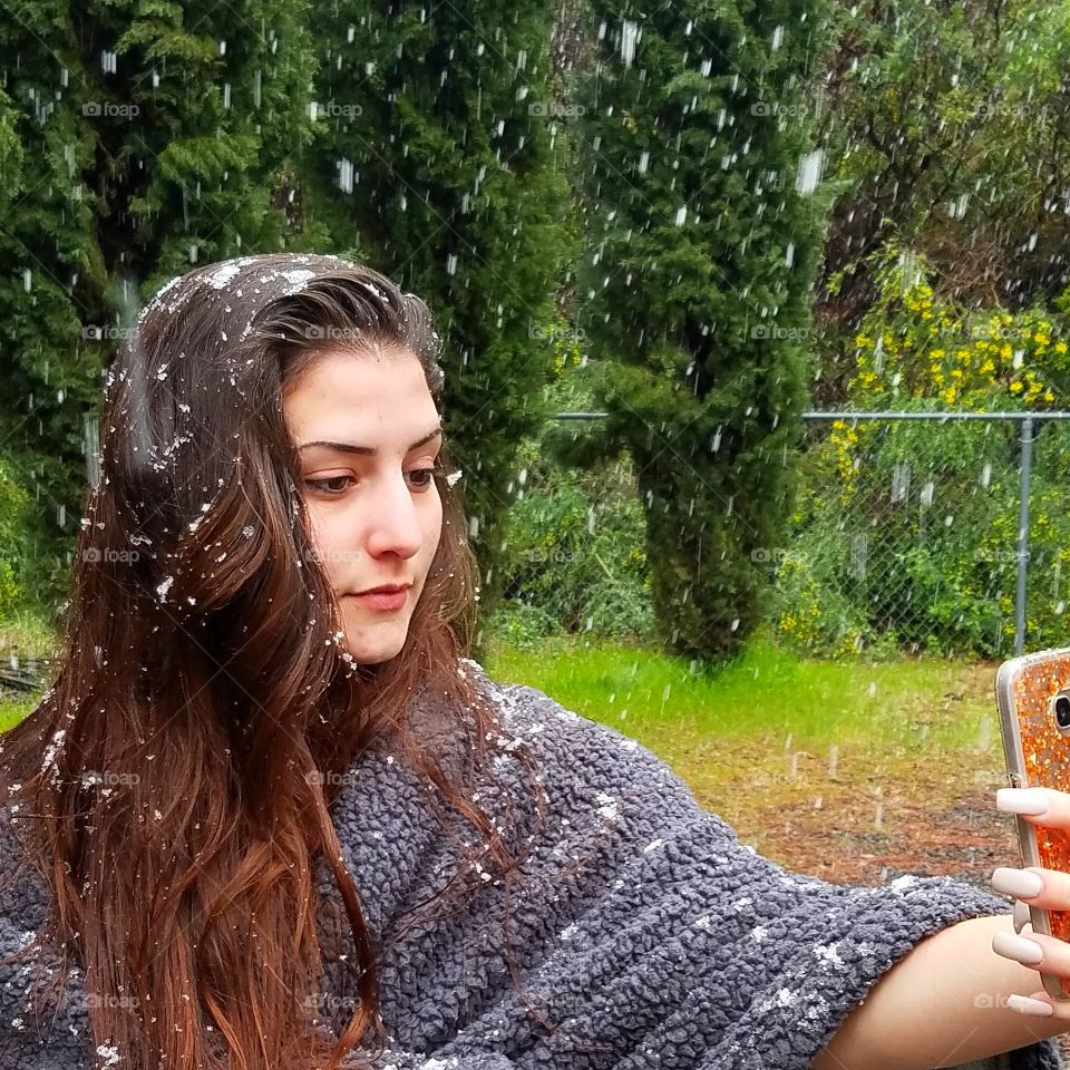 Woman talking selfie