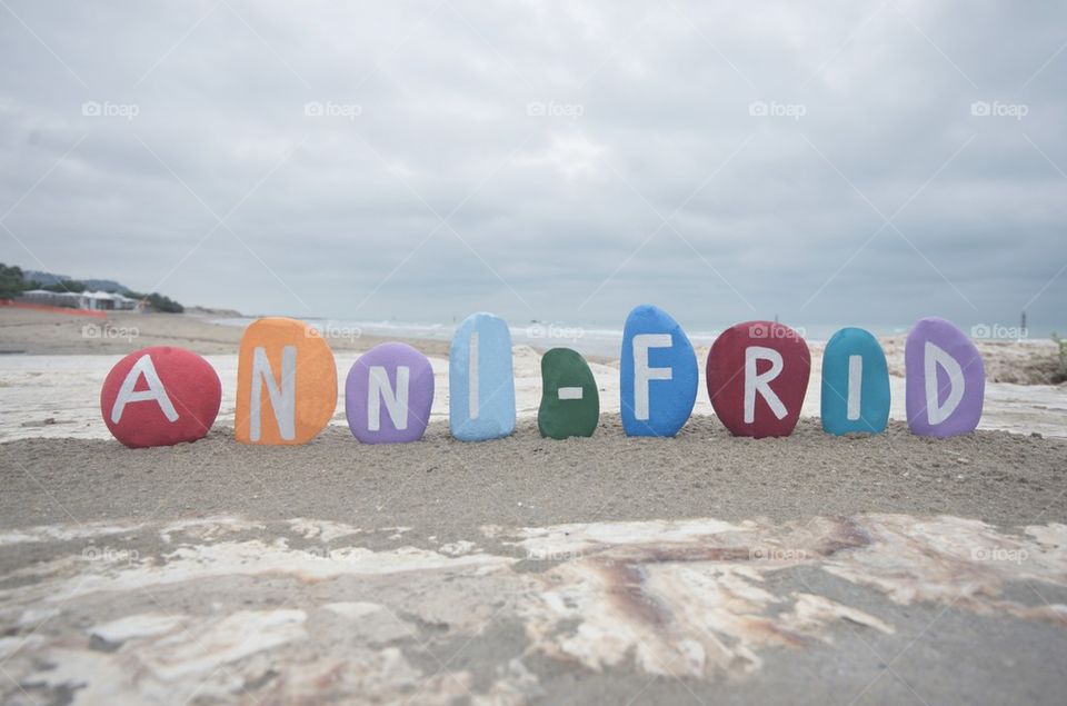 Anni-frid, female name on colourful stones