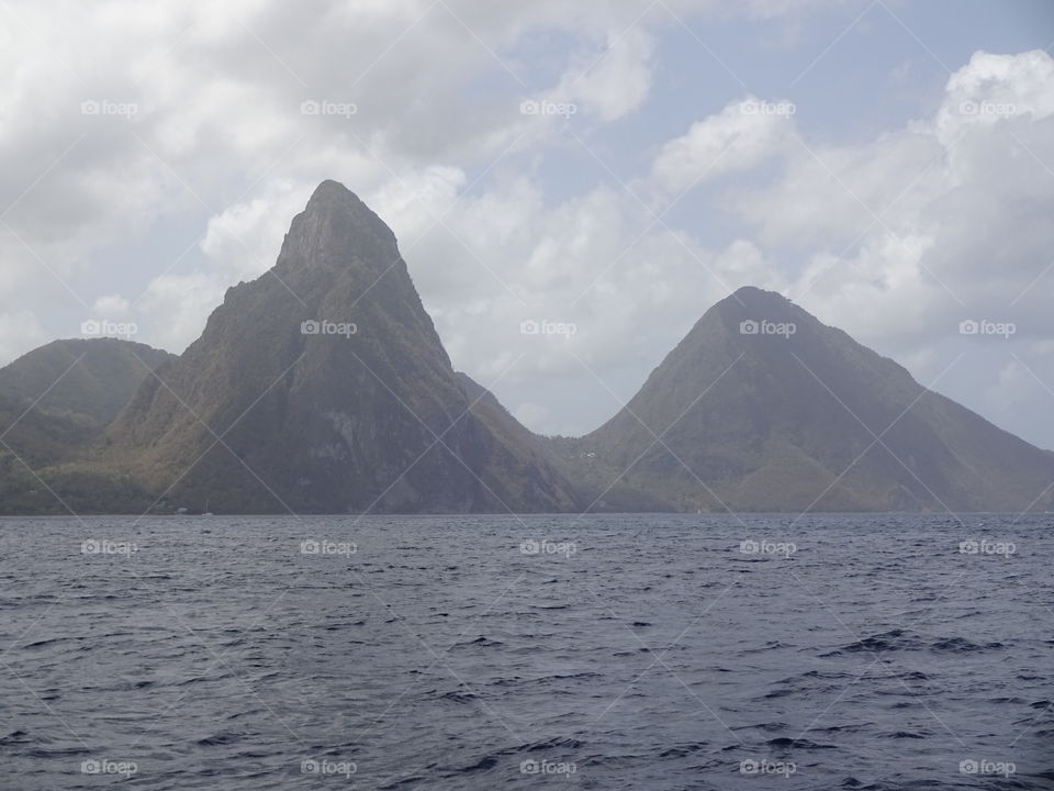 Pitons. The gorgeous Piton peaks in St. Lucia. 