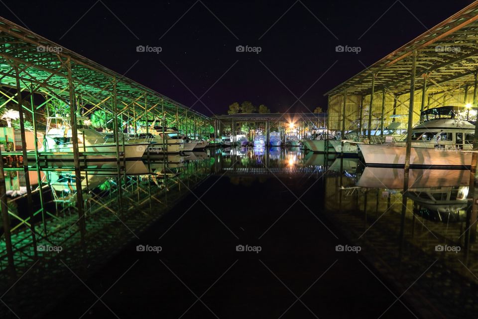 Sea port for the boat at night