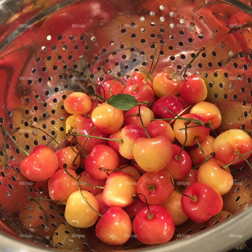 Fresh Cherries in Colander