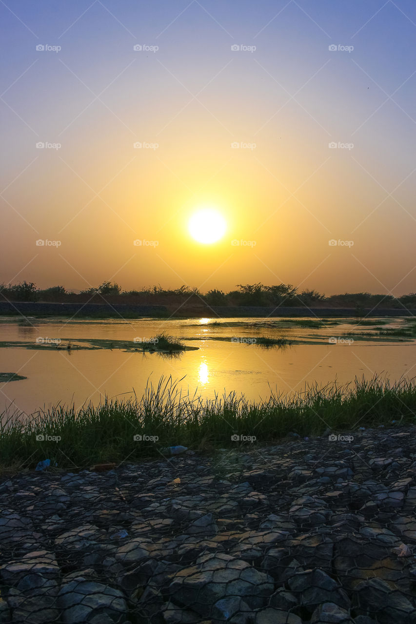Sunset, Dawn, Water, Lake, Landscape