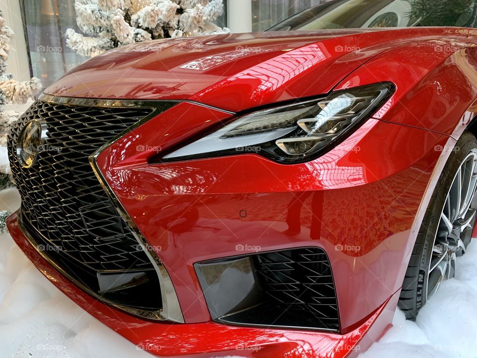 Shiny, red Lexus F model