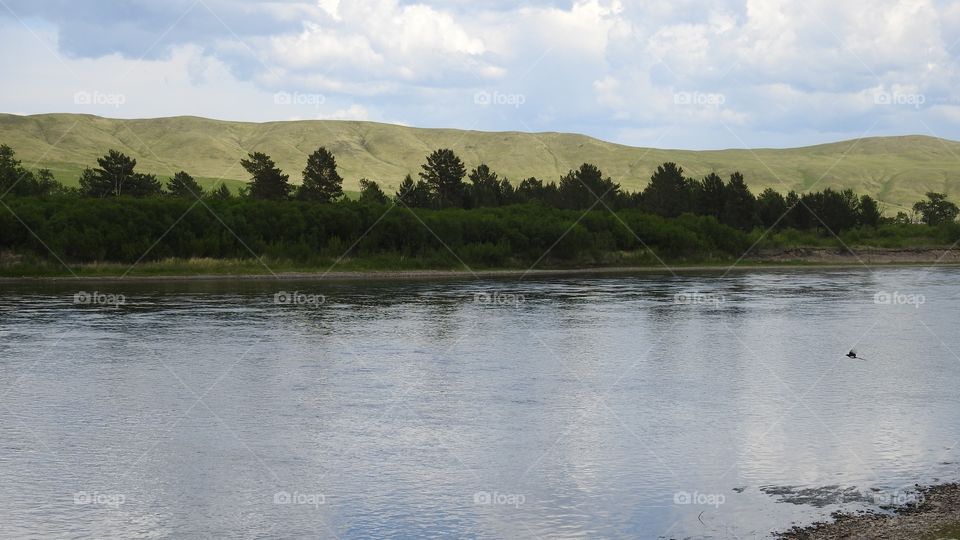 Ingoda river in the lower reaches. The valley of the Ingoda river, Transbaikalia.