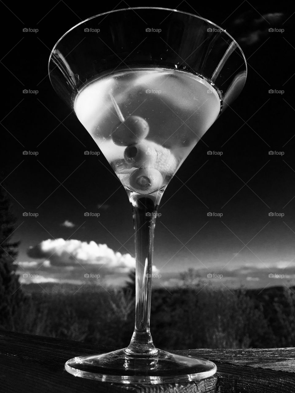 Classic martini black and white with view 
