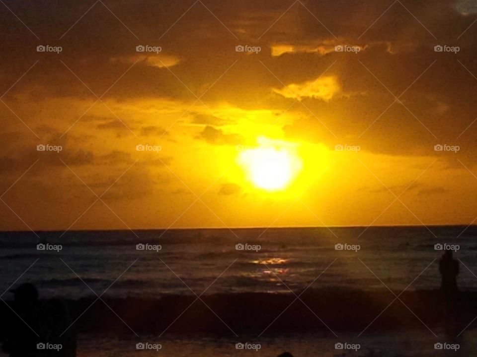 Tropical Island Sunset on Waikiki Beach