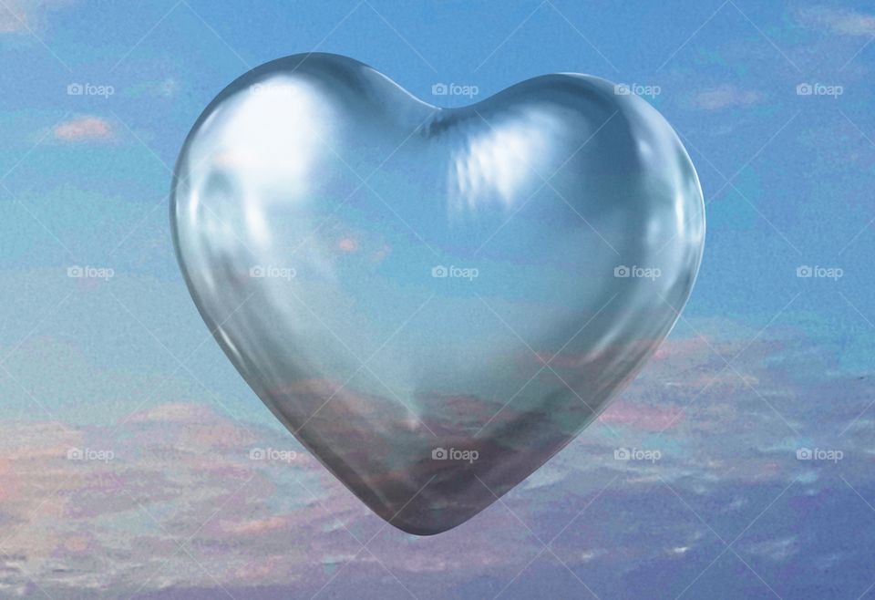 Aerial heart on blue sky background