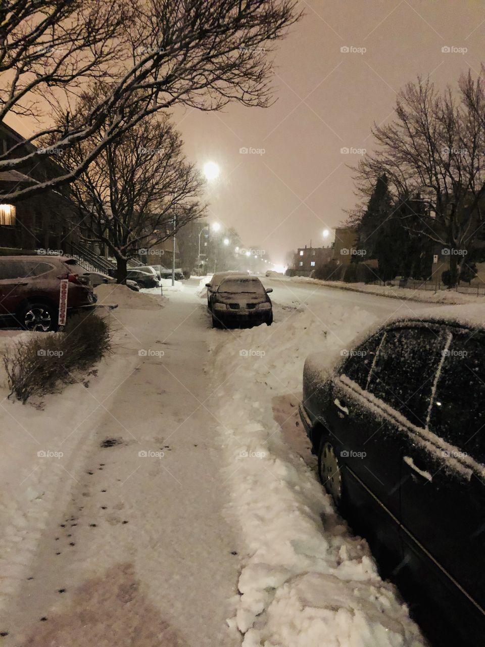 Snow Storm Night 01-January 08 2018- Montreal, Quebec, Canada 
