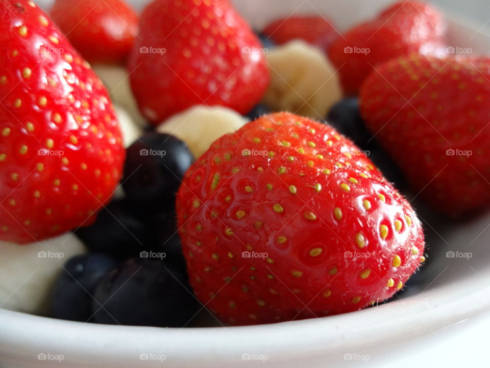 Extreme close-up of fruit in a bowl