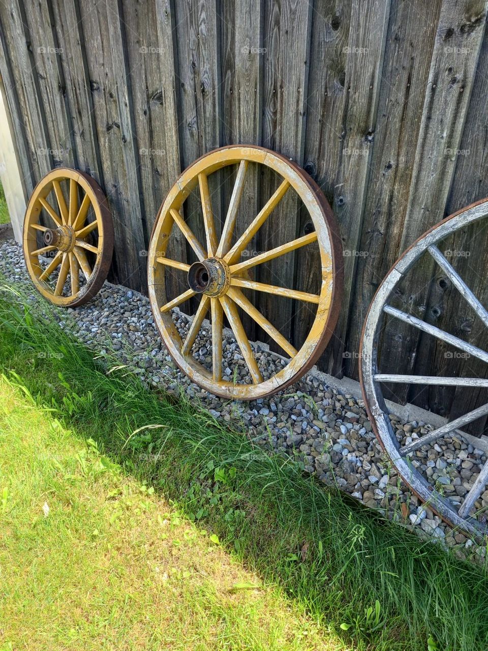 Wagon Wheels by Old Barn