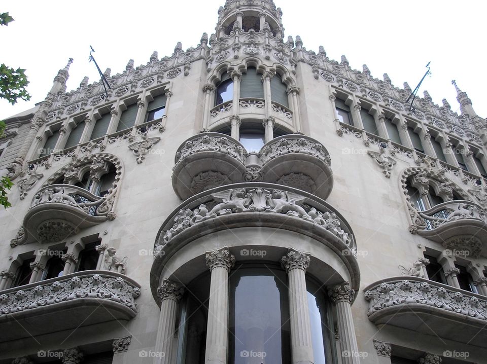 Facade architecture of a building in Barcelona 